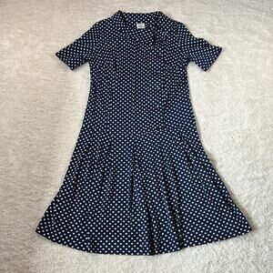 Vintage 60s Shelton Stroller drop waist polka dot midi dress, 16 1/2